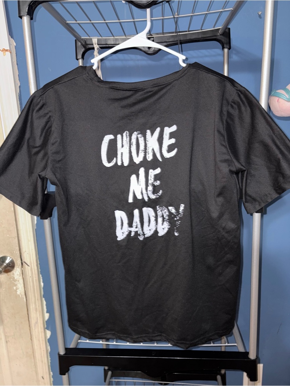 Black Short-Sleeve Graphic Tee with White Text